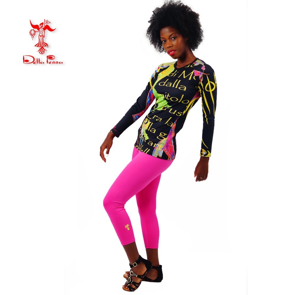 Della Penna Women's Fuchsia Calf Length Yoga Leggings